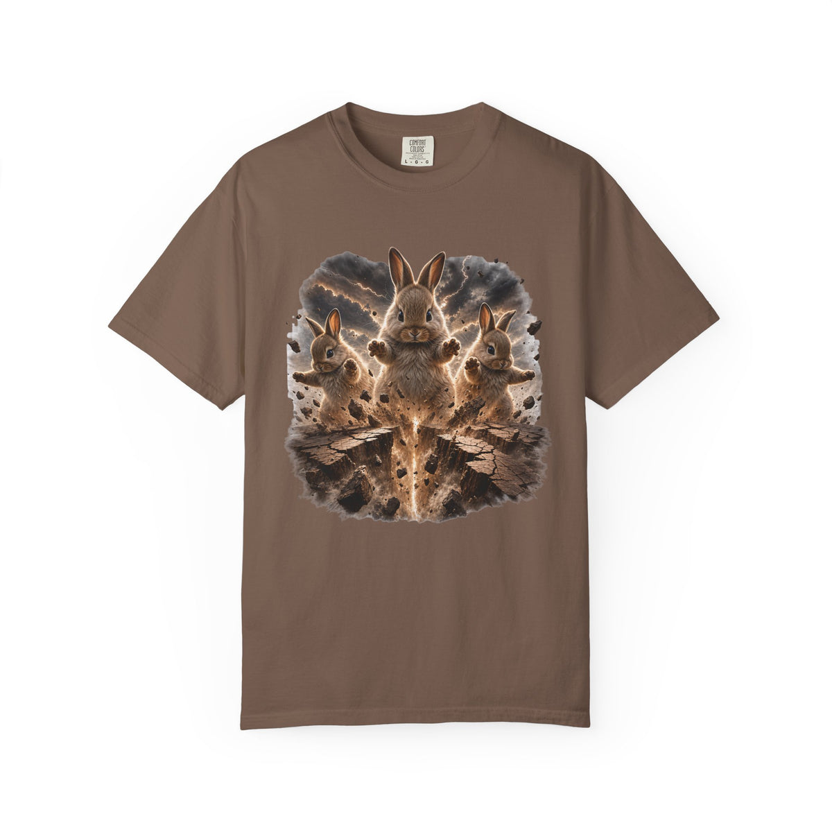Rabbits Summoning an Earthquake Comfort Colors T-Shirt – Funny Bunny Graphic Tee