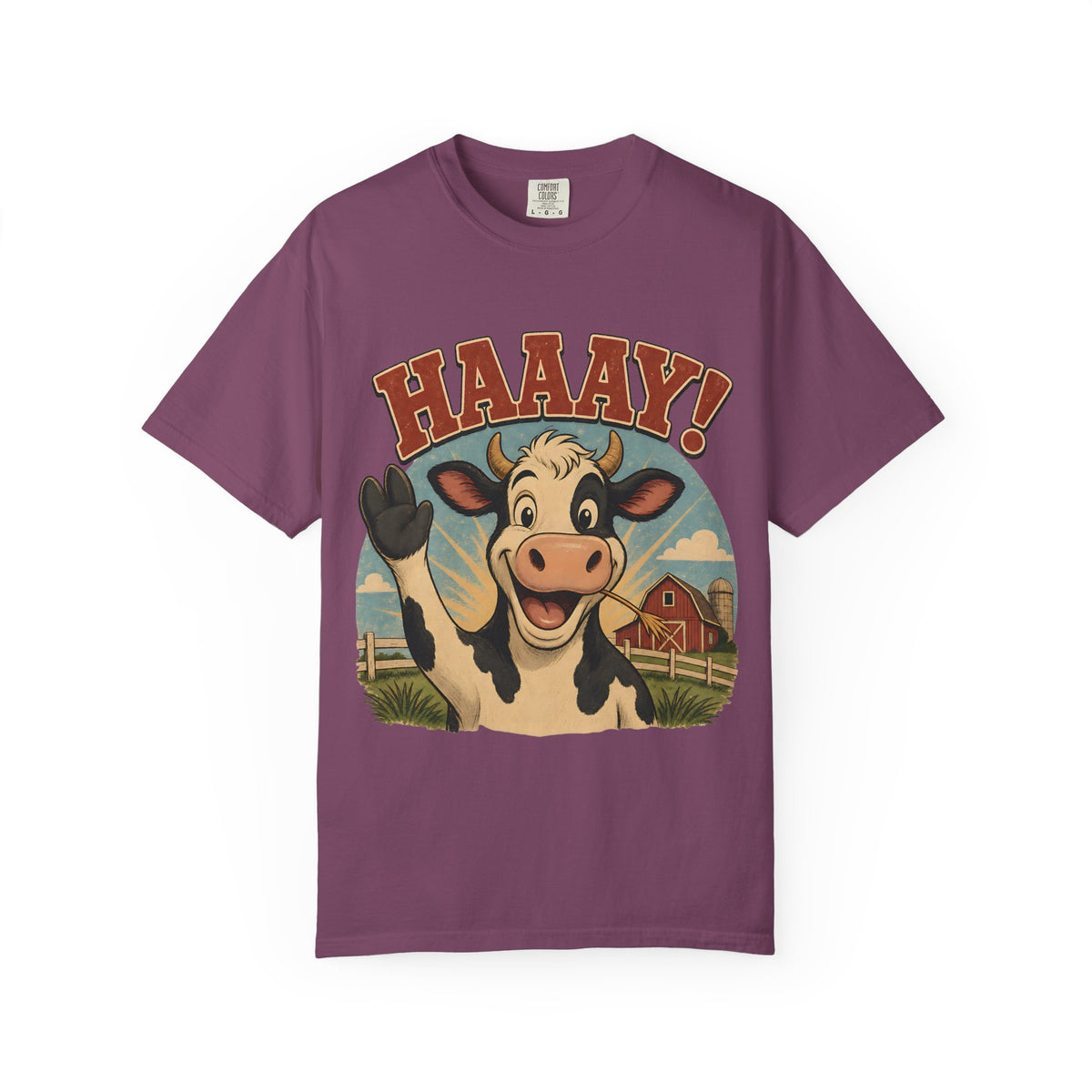 HAAAY! Hi There! Cow Comfort Colors T-Shirt – Funny Farm Cow Graphic Tee
