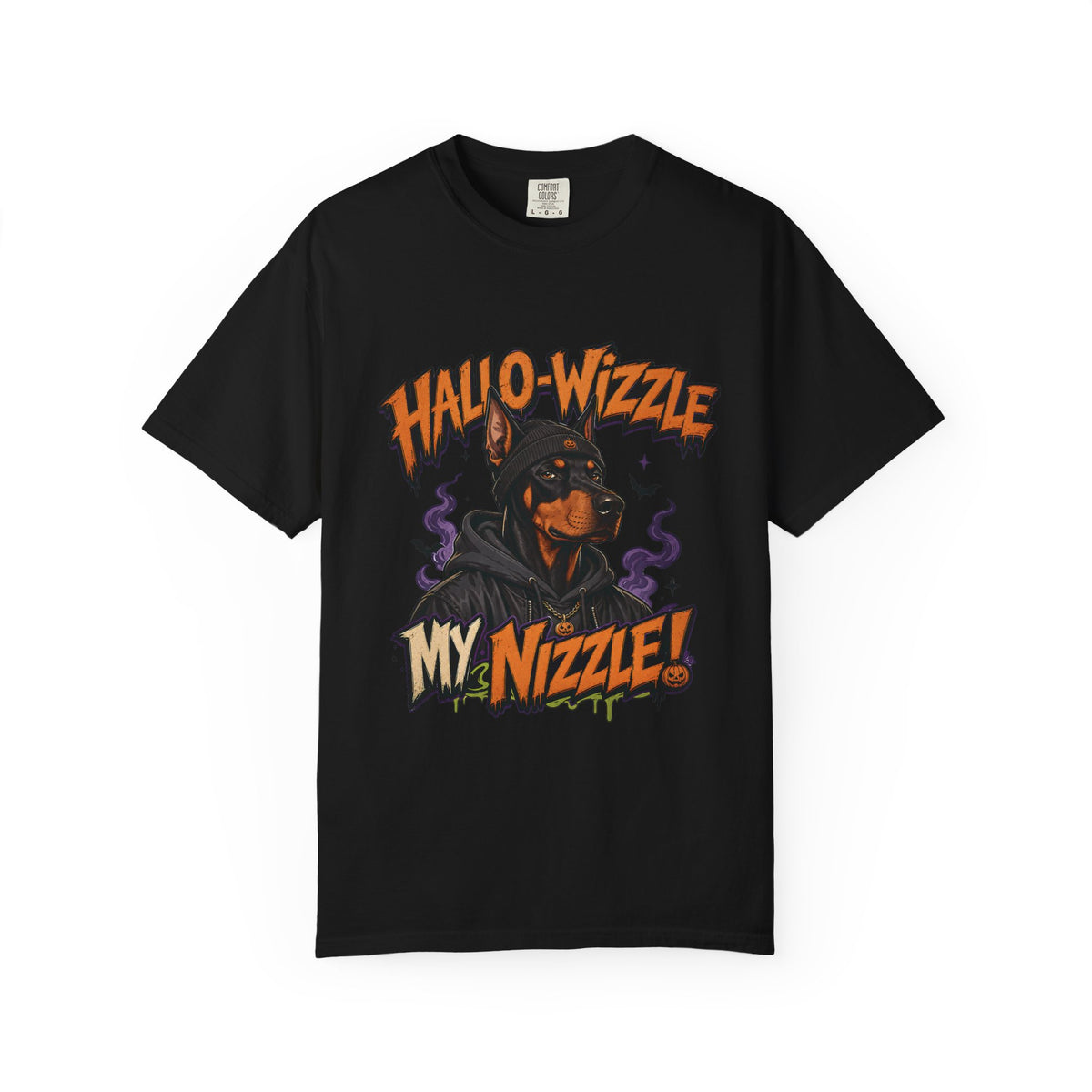 Hallo-Wizzle My Nizzle Comfort Colors T-Shirt – Funny Halloween Doberman Graphic