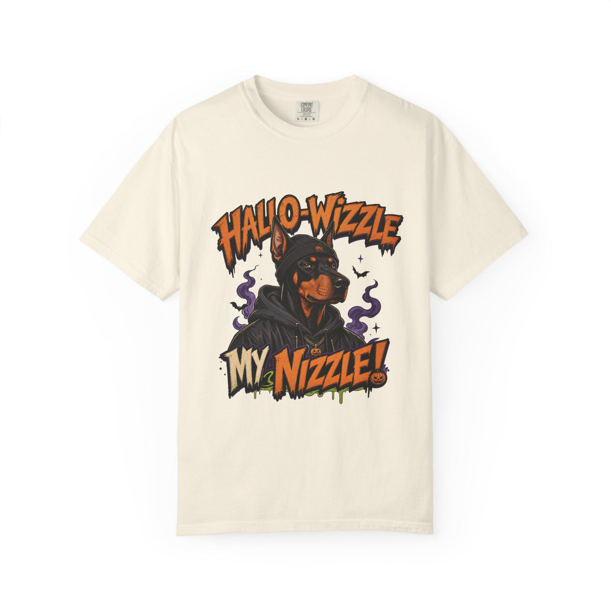 Hallo-Wizzle My Nizzle Comfort Colors T-Shirt – Funny Halloween Doberman Graphic