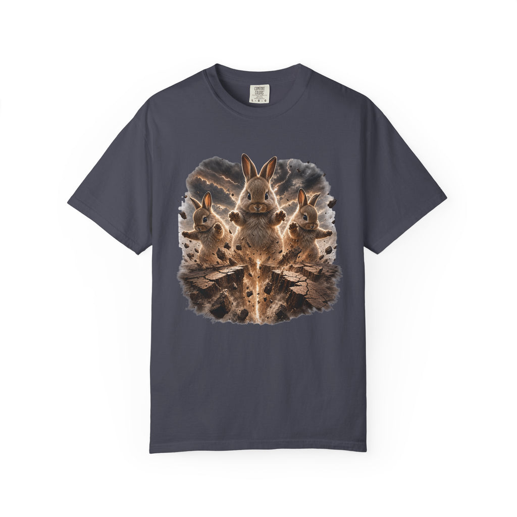 Rabbits Summoning an Earthquake Comfort Colors T-Shirt – Funny Bunny Graphic Tee