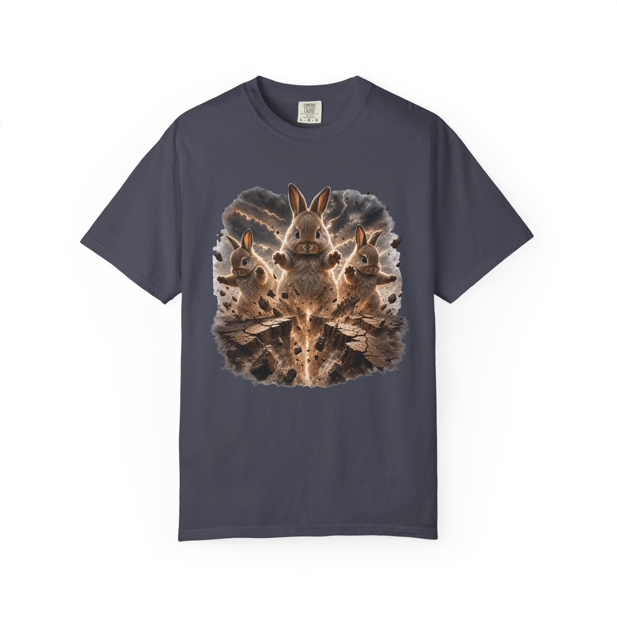 Rabbits Summoning an Earthquake Comfort Colors T-Shirt – Funny Bunny Graphic Tee
