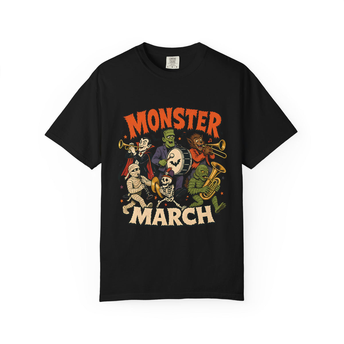 Monster March Halloween T-Shirt | Retro Classic Monsters Band Tee