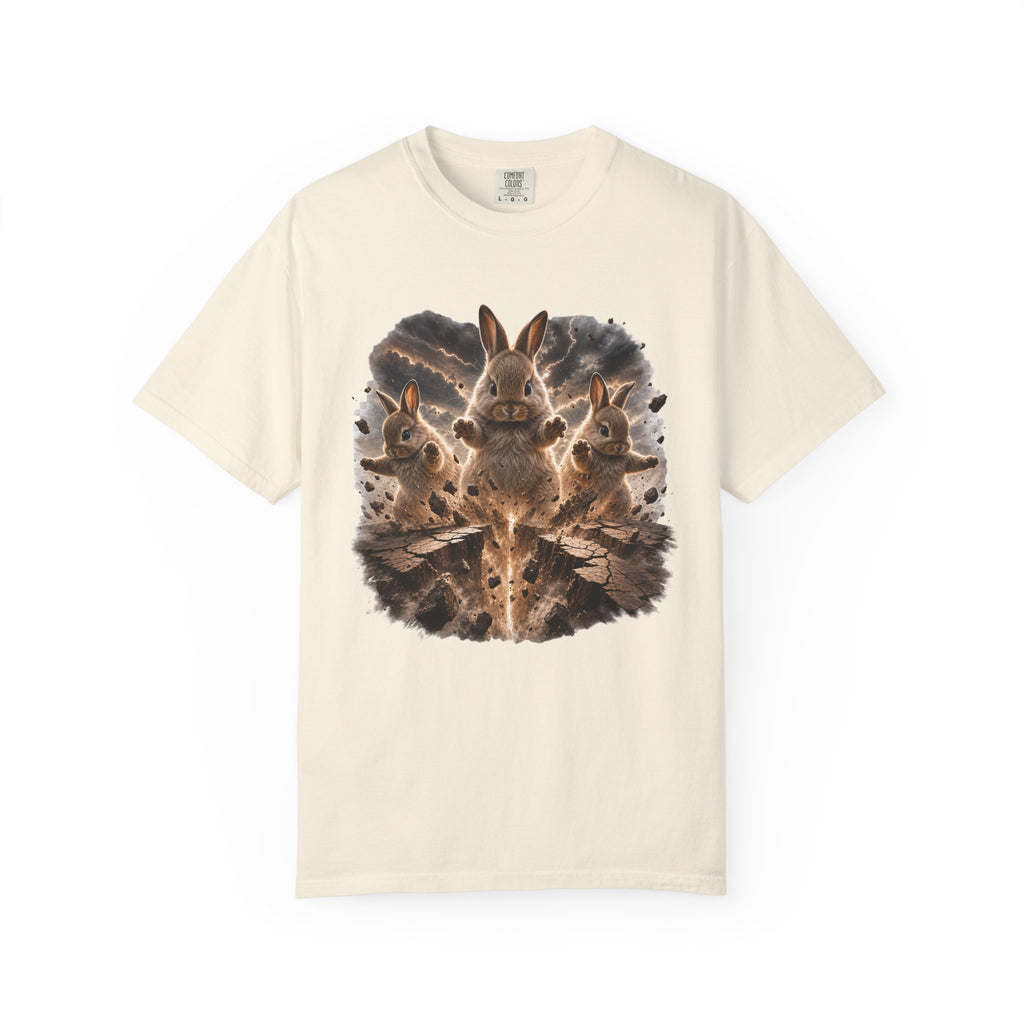 Rabbits Summoning an Earthquake Comfort Colors T-Shirt – Funny Bunny Graphic Tee