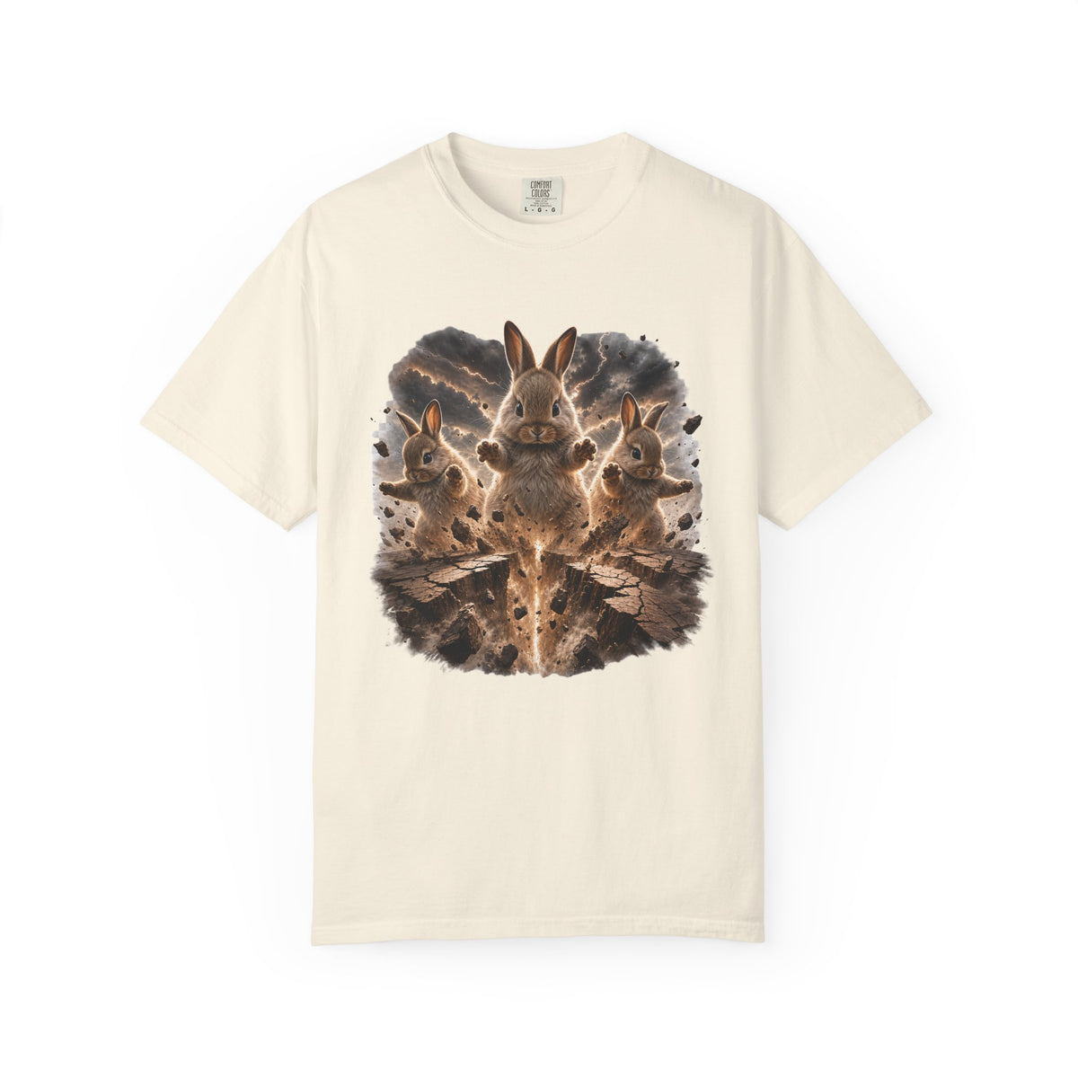 Rabbits Summoning an Earthquake Comfort Colors T-Shirt – Funny Bunny Graphic Tee